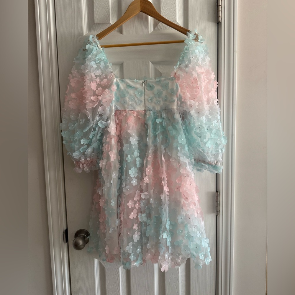 Storia Pink and Blue Floral dress - Picture 6 of 12